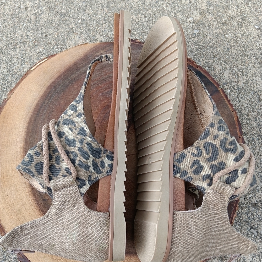 Very G| Leopard Print Sparta Canvas Sandals US 7.5 Boho, Festival, Casual - Picture 4 of 9